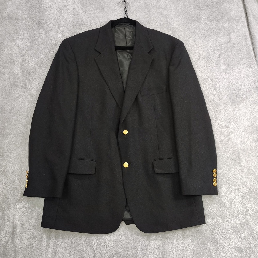 Wimbledon of‎ England Blazer Sports Coat Mens 41R Black Wool Blend Gold Buttons